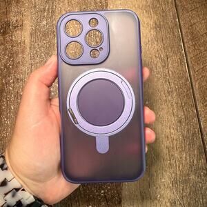 Temdan Magnetic iPhone 16 Pro Case 360 Rotatable Ring Stand MagSafe Purple